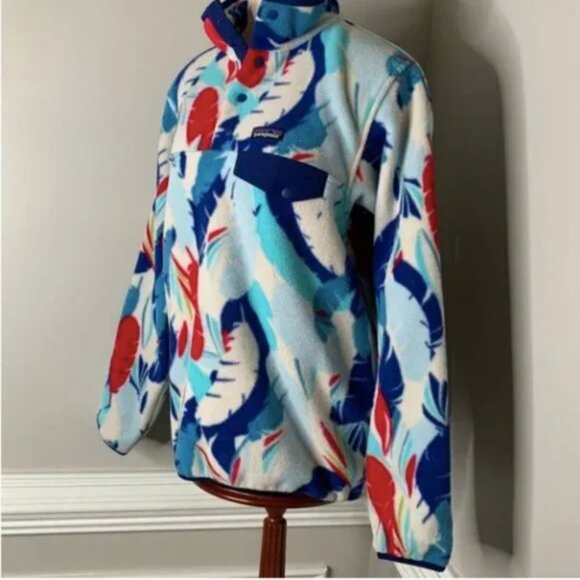 Patagonia Synchilla Snap-T Pullover RARE Feather Dance: Channel Blue Size Medium - Picture 4 of 7